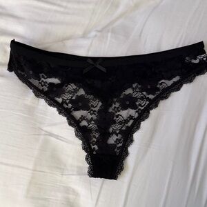 Elegant Black Lace Women's Thong Panties
